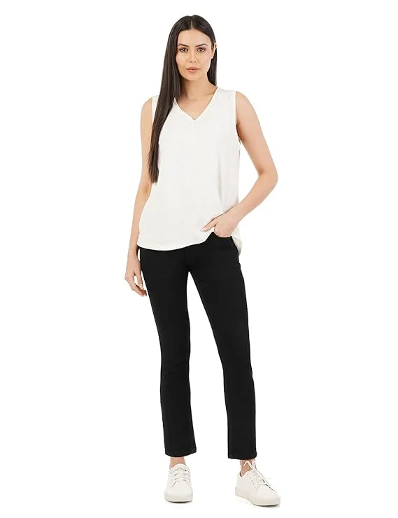 inkd جينز نسائي مستقيم - متوسط الارتفاع | مزيج القطن | قماش قابل للتمدد | تصميم كلاسيك 5 بوكت